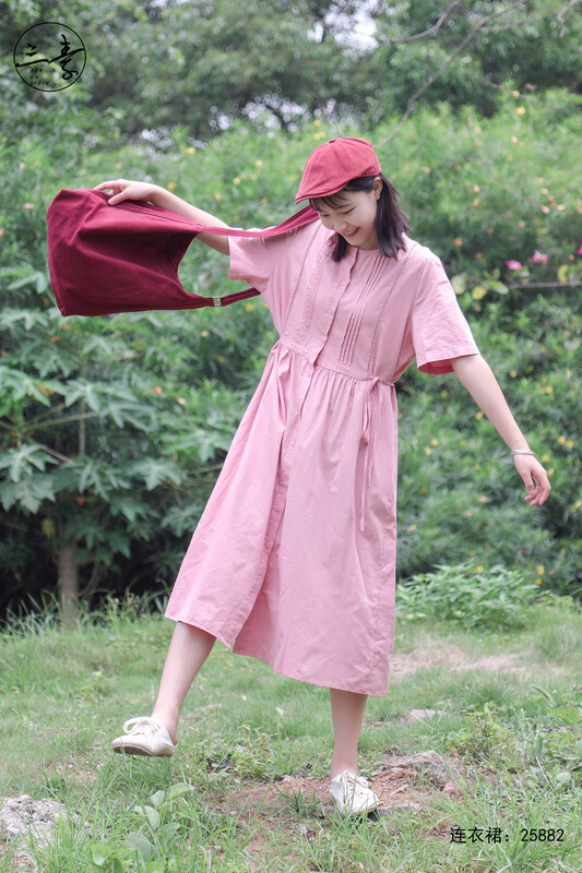 [original three plain clothes] literary and artistic retro elegant dress 25882