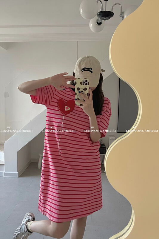 [le&wong] classic vintage stripe long T-shirt dress (dress) 8847\wtt