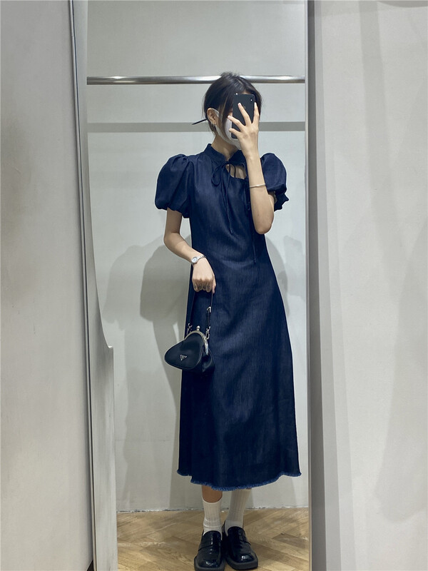 [best u] Chinese style retro buckle waist dress 60130\lsw