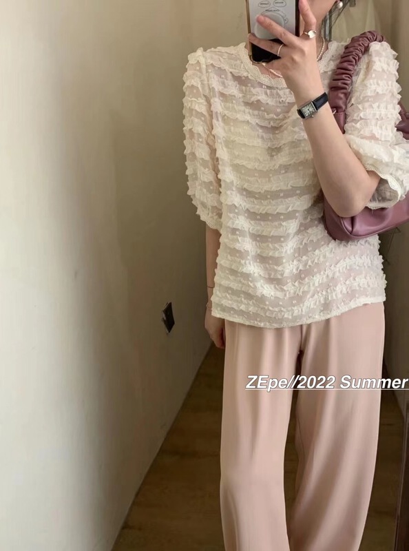 【 Ze 】 round neck comfortable Korean shirt 3052-2\ll
