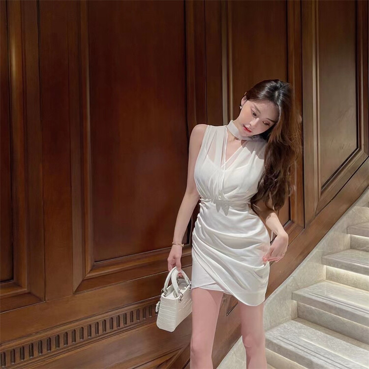 [see you] little woman sexy hip wrap V-neck dress 31058\pcz