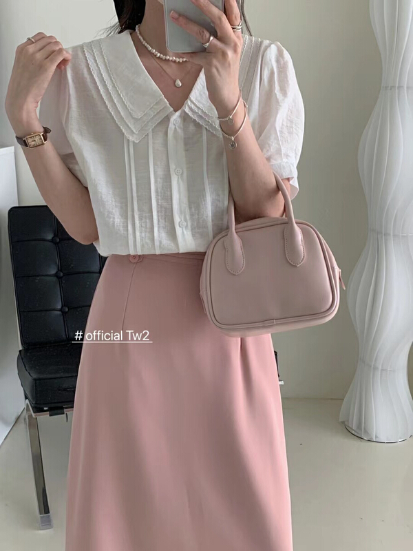 [TW2] French double-layer embroidered collar single breasted shirt 15286\hbx