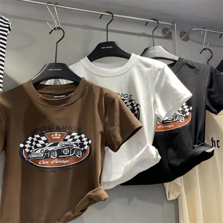 [wht] simple casual printed short sleeve T-shirt 5121\wtt