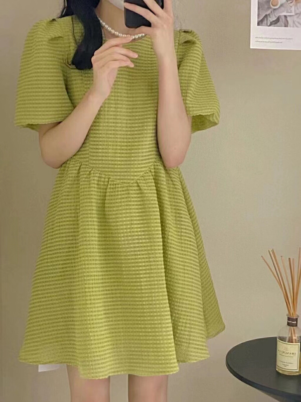 [the most] simple temperament bubble sleeve dress ys1-9517\hbx