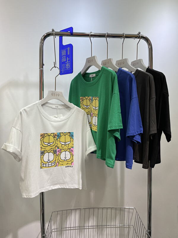 [9319] Garfield printed Pullover short sleeve T-shirt 961\l