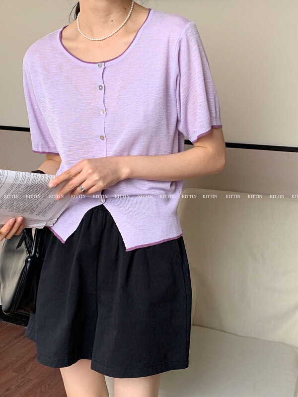 [Kittin] Korean bamboo and hemp short sleeve sweater 1300