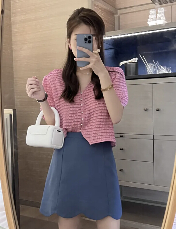 [y.jia EJA] simple and gentle little fragrant lace shirt ys1-1086