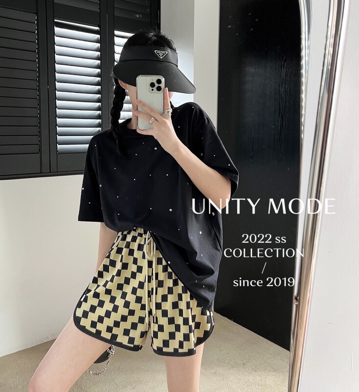 [unit] plaid pants women's summer casual shorts (small sports casual pants) 6510\cqw