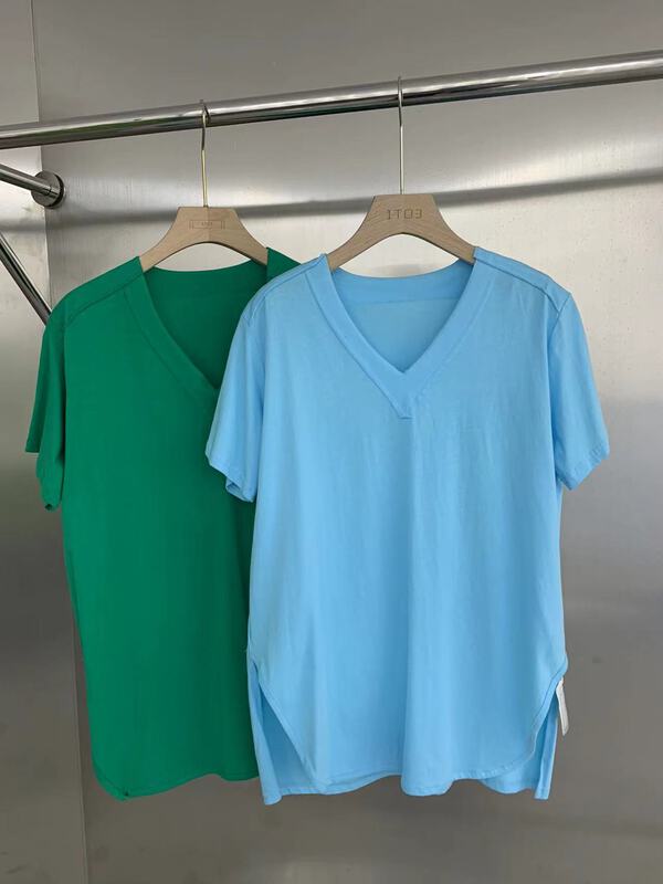 Original price 31.58! [1to3] fashion V-neck thin split short sleeve T-shirt z8005\lsw