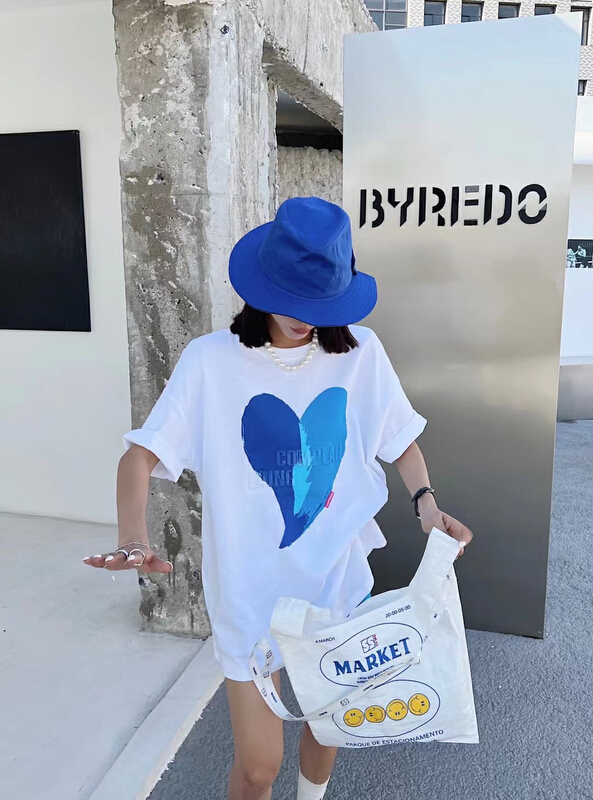 [Shanzhu] simple casual love printed loose short sleeve T-shirt t217-1\xyy