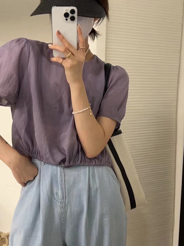 [m.zi studio] net version bubble sleeve comfortable small shirt (only selling small shirts) 5888\hbx