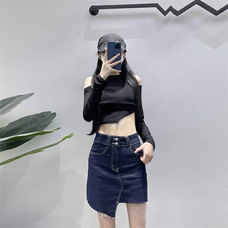 [Mujia] Korean blue high waist irregular skirt 17293\xyy