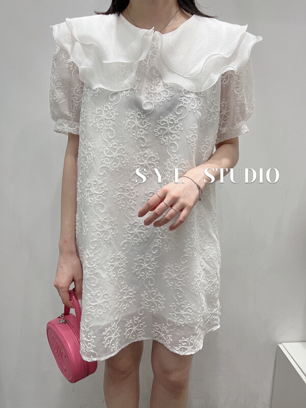 [SYL] solid LACE SHORT SLEEVE DRESS 5221\l