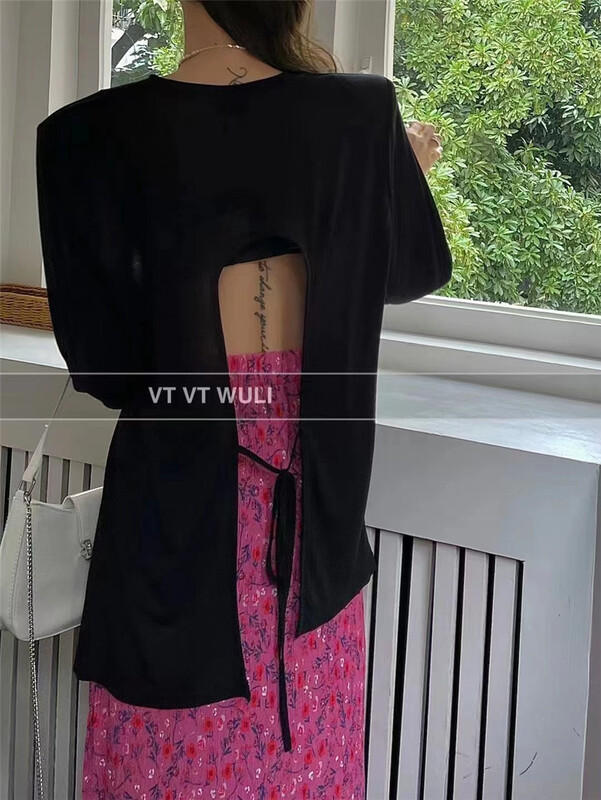 [Zola] loose back hollowed out long sleeve T-shirt 3208\lsw