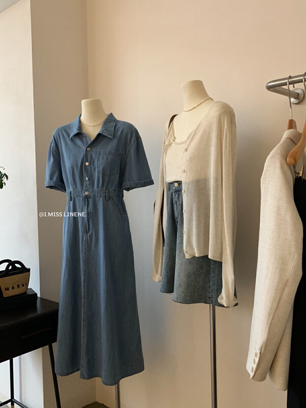 [Imiss] retro minority button denim dress cx8070\lsw