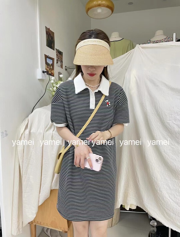 [ya.mei] striped lady casual dress 6179\ll