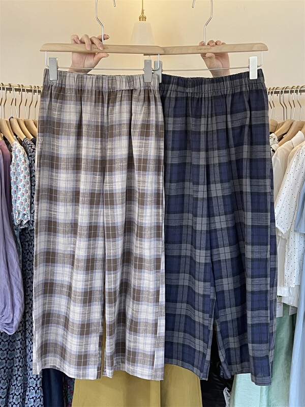 [seek peach] retro and versatile straight check casual pants (only casual pants) 5380\ll