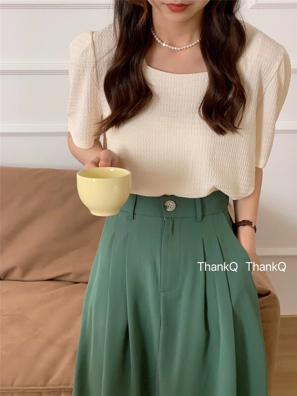 [thankq] solid color Pullover short sleeve shirt 6920\zjy