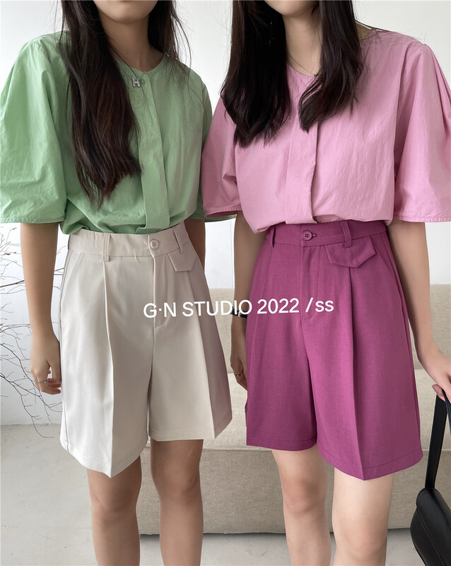[g · n] Korean version leisure high waist five point trousers 13523\hjy
