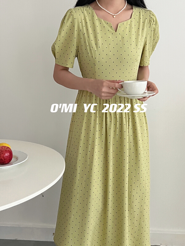 [O MI] Korean style wavelet dot lady dress ys-7631\hbx