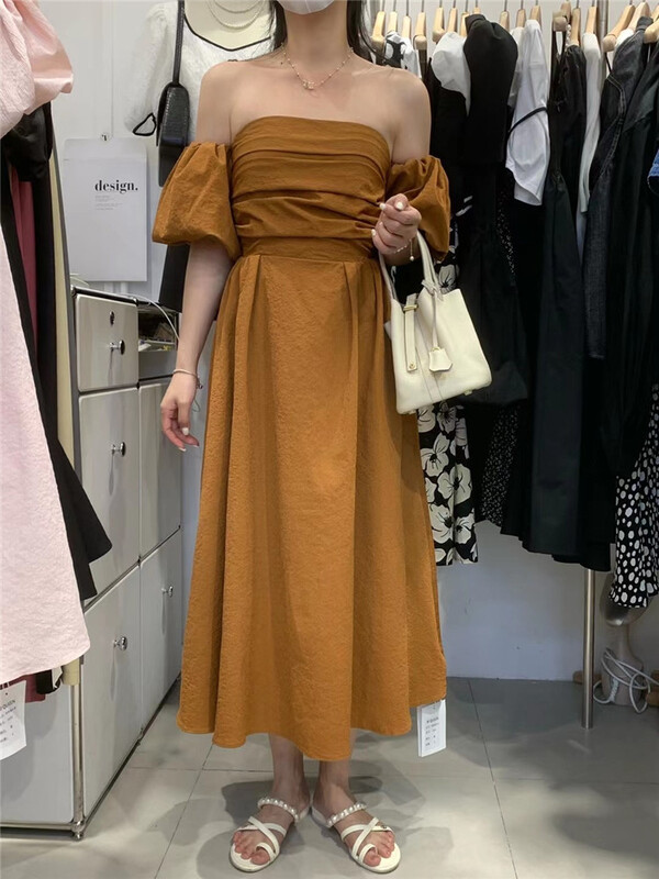 [M queen] fresh and simple one shoulder Ruffle Dress 6292\hbx