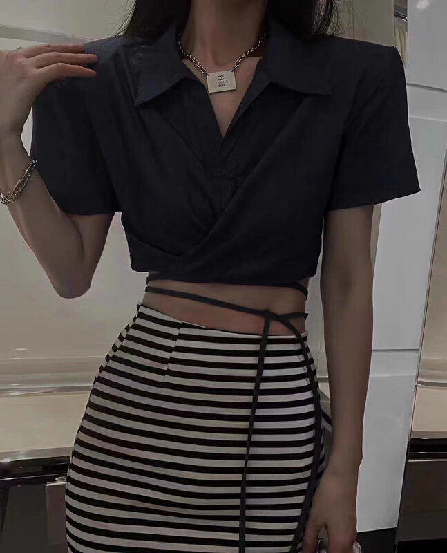 [MI] simple solid color versatile fashion shirt 9818\pcz