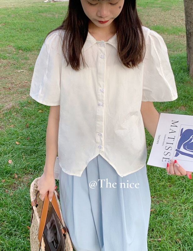 [the nice] Korean minimalist short sleeve shirt a8055\hjy