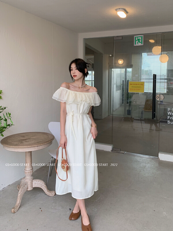 [gs.good star] temperament Han Shu one shoulder dress (with belt) 22392\hjy