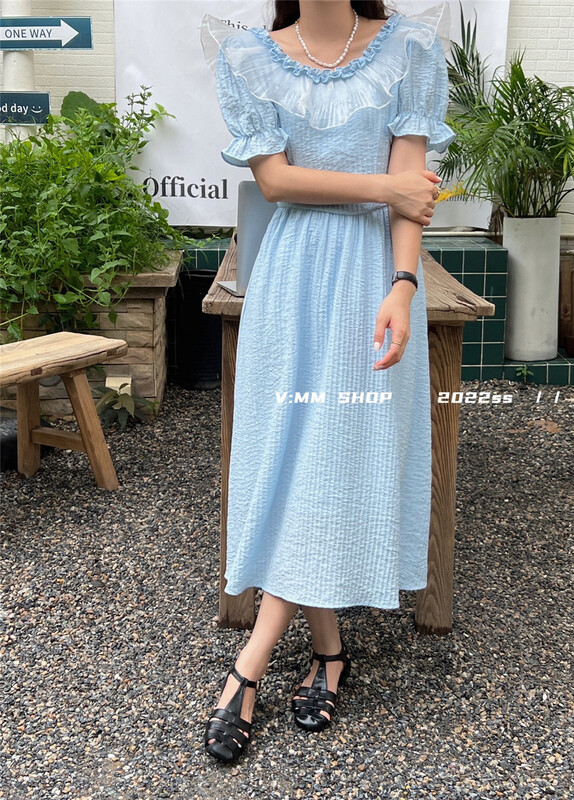 [v:mm] Korean style small fresh Ruffle Dress 3151\cls
