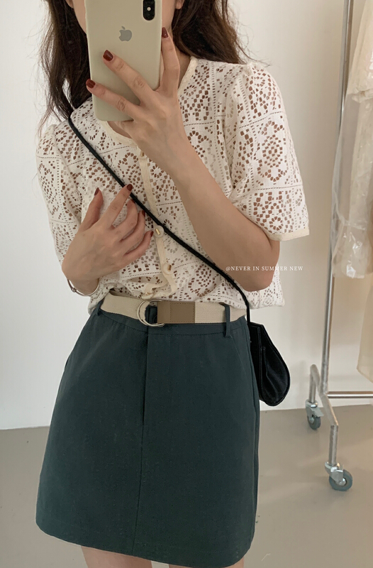 Original price: 62.04! [jin.c] French cut out lace blouse z1519\xyy