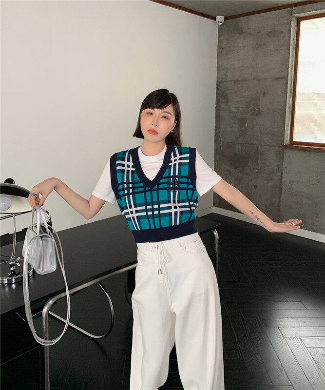[Tutu] leisure Plaid Vest + short sleeve suit 52249\lsl