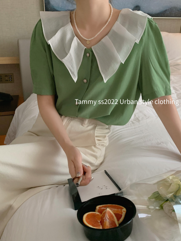 [Tammy] contrast collar versatile shirt 63039\l