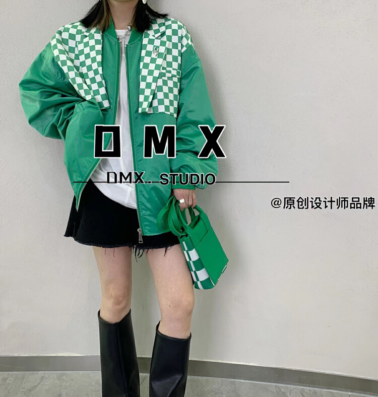 New year in early spring! [DMX] double neck checkerboard jacket (with Brooch) 6725\xyy