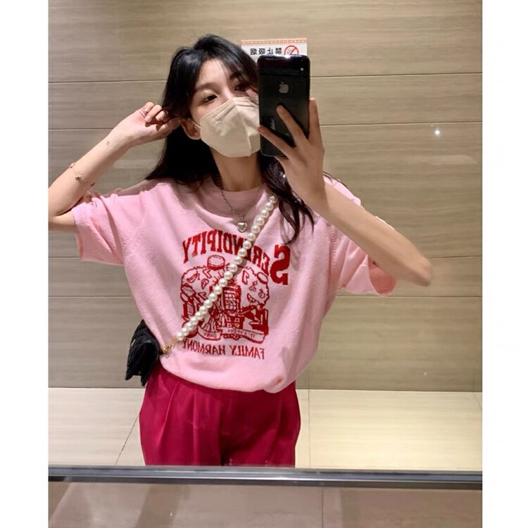 [jun.t] Korean printed short sleeve T-shirt + loose casual pants two piece suit 6108\pcz