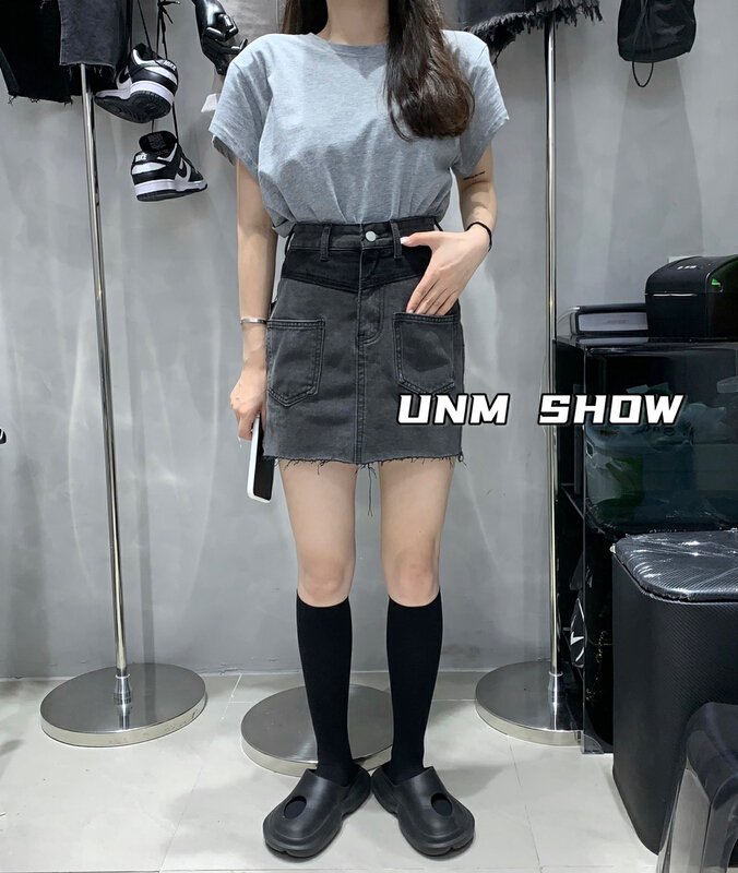 [unm-show] color blocked double pocket slim skirt 1299\wtt