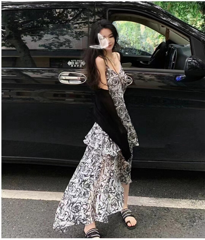 [Han C family] simple blouse + medium length dress two piece suit 6421\pcz