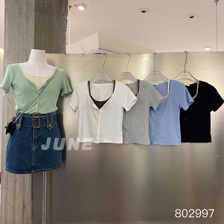[June] pure desire sweet and spicy fake two short sleeve T-shirts 802997\xyy