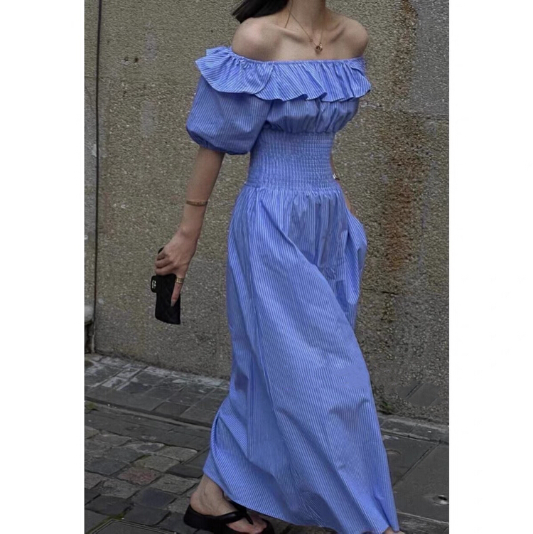 [lidada] new off shoulder Korean Ruffle Dress 2439\hbx
