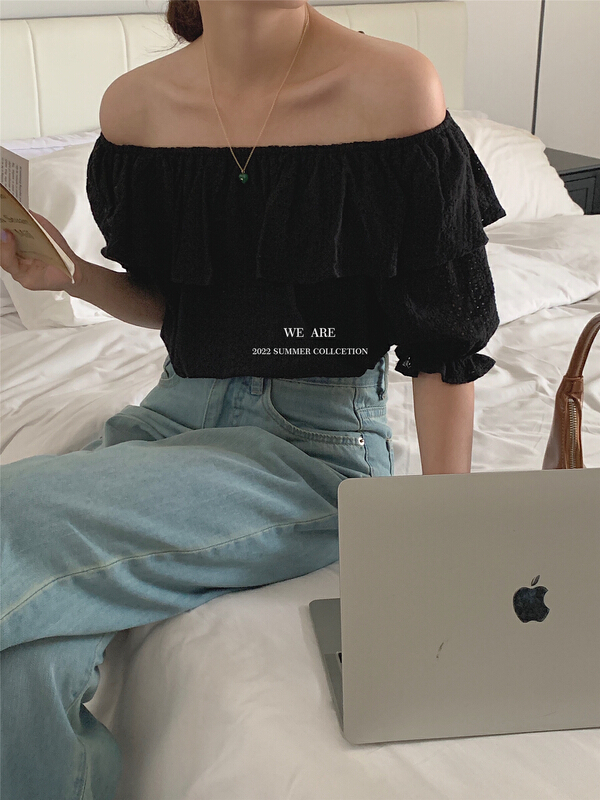[we are] Korean embroidered off shoulder shirt 10138\zjy