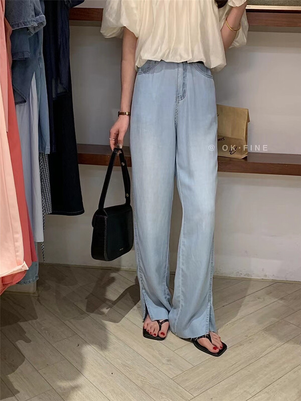[OK fine] Korean Tencel straight versatile jeans 1015\zjy