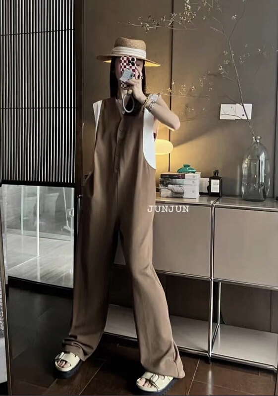 [JH] net red color contrast wide leg Jumpsuit (only selling Jumpsuit) 41996\pcz