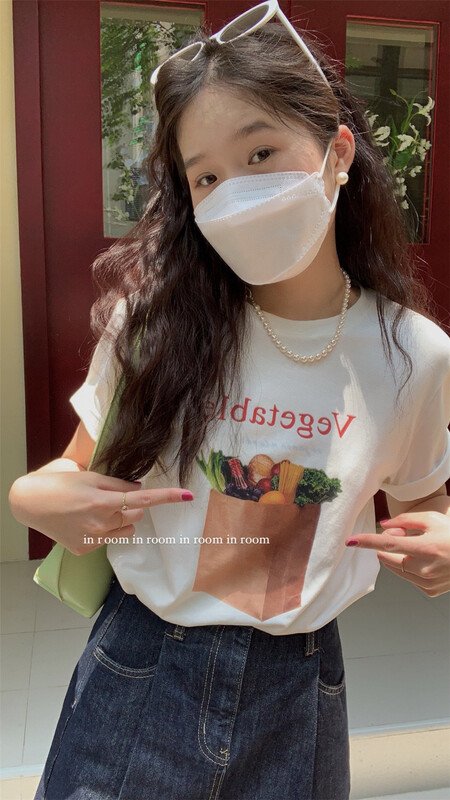 [in by in] Korean vegetable printed short sleeve T-shirt 0918\zjy