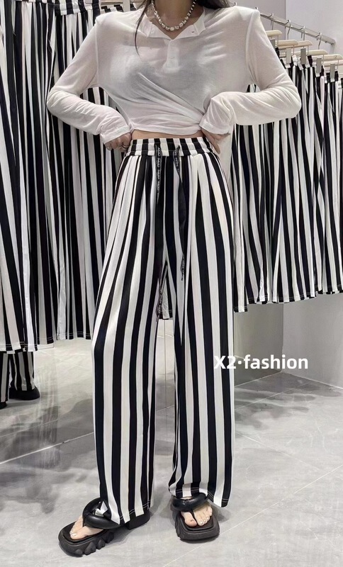 [. MS No. 2] striped wide leg slim casual pants 2261\lsw