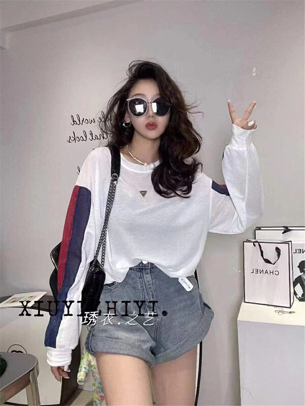 【8】 Round neck sunscreen stitching casual loose and versatile sunscreen shirt (only selling sunscreen shirts) 9965\xyy