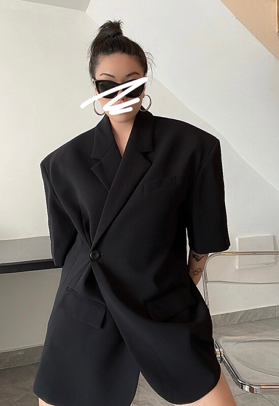 [c.h.z] fashionable western style slant mouth irregular design feeling waist pad shoulder suit 80093\wtt