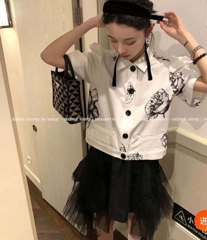 [Chuangyi] Rose Bubble Sleeve short shirt 5525-1\lsw