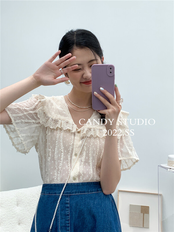 [candy] Navy collar sweet and versatile shirt (only selling shirts) ys2-3373\zjy