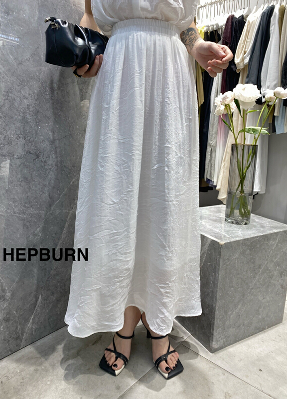 [Hepburn] simple and versatile elastic waist skirt 3811\l