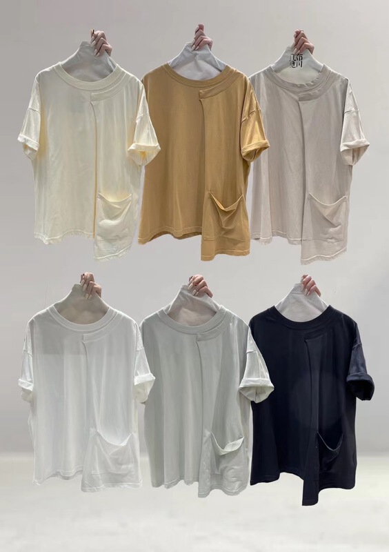[see Sichuan through several cloth] round neck split comfortable casual versatile short sleeve T-shirt 822229\l