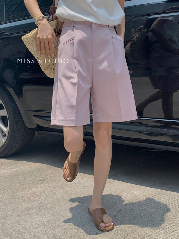 [miss miss home] Korean style simple temperament versatile high waist casual shorts w132